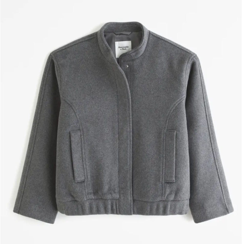Abercrombie & Fitch Wool Blend  Women's Grey Bomber Jacket NWT XS